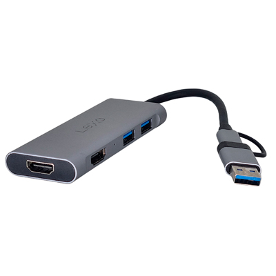 CONVERTIDOR USB + TIPO C A USB 3.0 + HDMI 4 EN 2